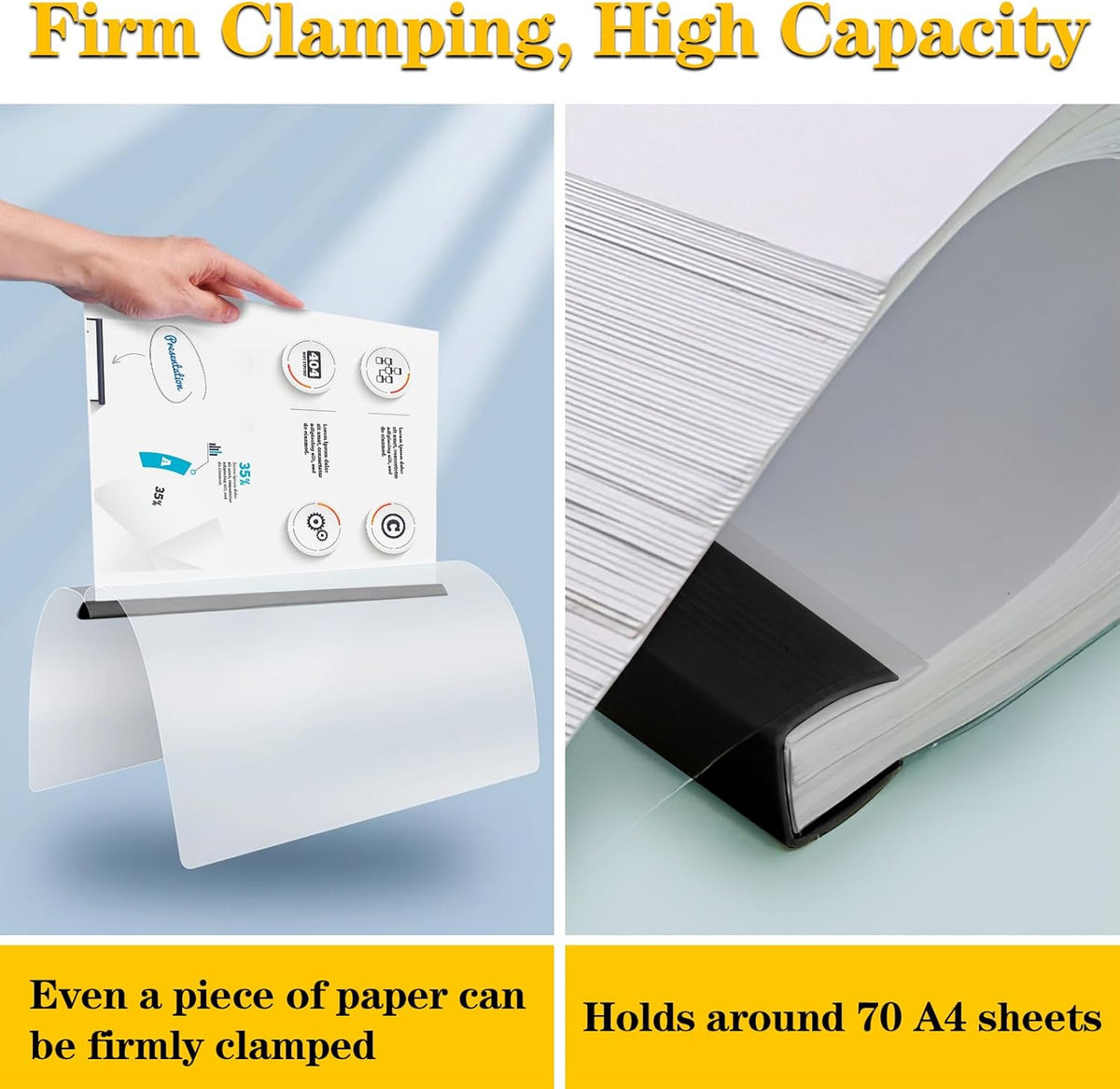 Report Covers with Sliding Bar, Clear Report Covers for A4 and Letter Size Paper, Resume Covers Presentation Folders File Document Binder for School Business, 70 Sheet Capacity