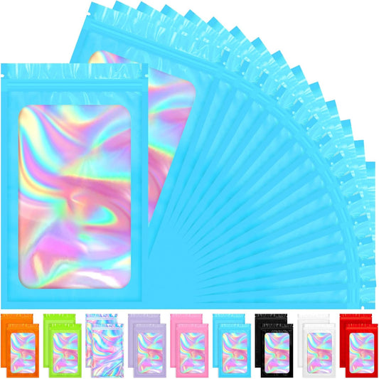 Smell Proof Bag, 100 PCS Holographic Bags, Packaging Bags, Resealable Bag (3x4.7 Inch)