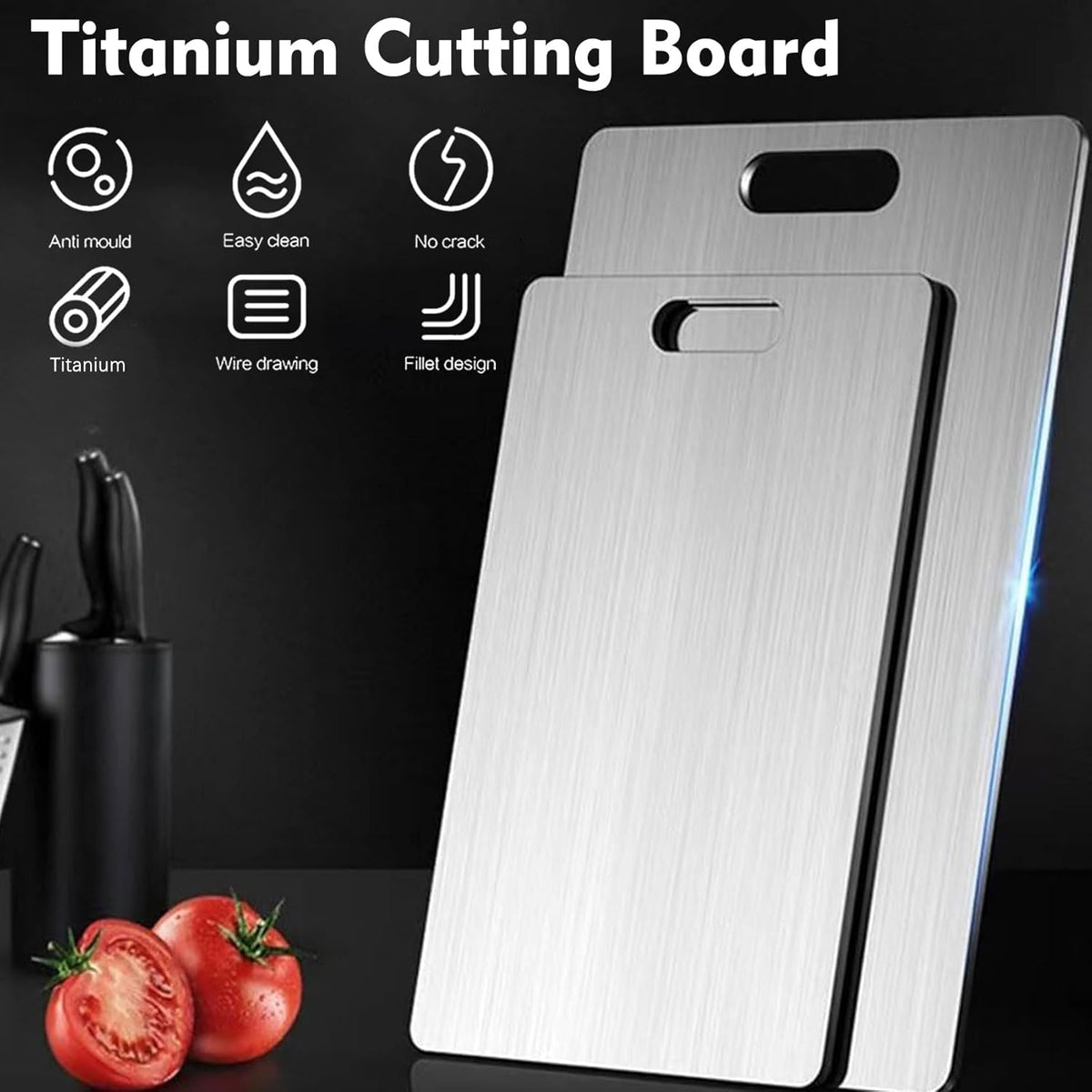 Titanium Cutting Board - 3 pack Double Sided Titanium Cutting Mat for Kitchen