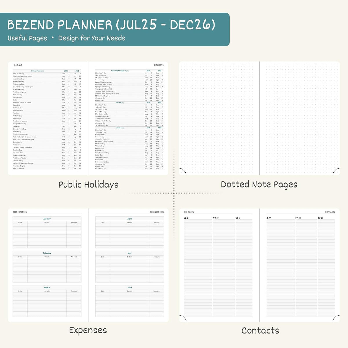 BEZEND Planner 2025-2026 Weekly and Monthly, 8.5" x 11" Academic Calendar (Jul 25-Dec 26) Vertical Daily Appointment with Hourly Timeslot & Monthly Tab, PU Leather Hardcover - Orange