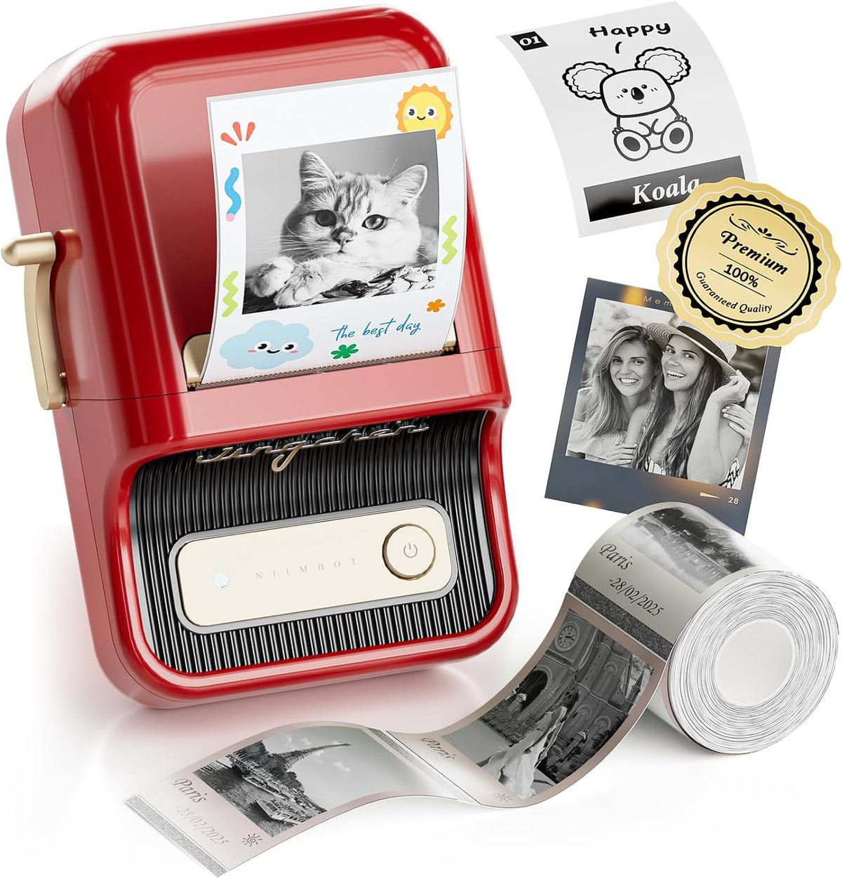 NIIMBOT B21 Pro Label Maker, 300DPI HD Label Printer, Ideal for Notes,Photos, Study Graphics, Memo Maker,50x30mm Label,230Pcs(Red)