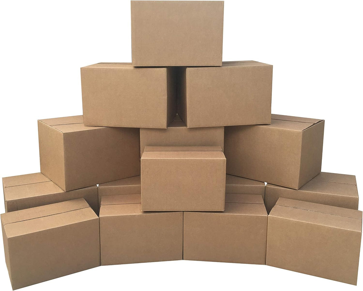Amazon Basics Moving Boxes Kit, Small and Medium Cardboard Box Combo, 15 Pack, Assorted, Brown