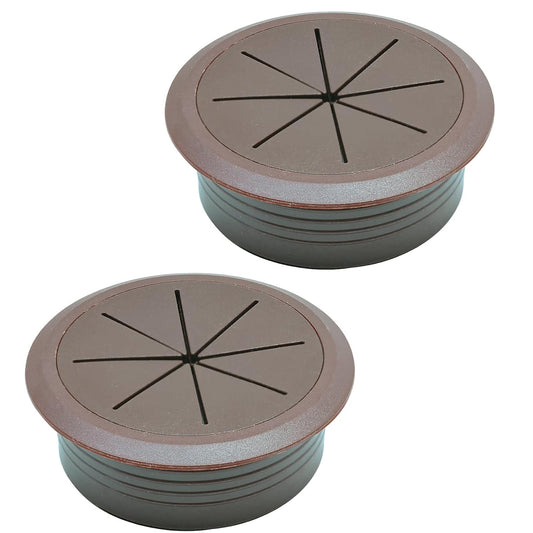 Desk Grommet 2-3/8" (60 mm), Desk Hole Cover for Cables Coffee, Cable Grommet ABS Plastic, Desk Hole Grommet for Office and Home Table Cable, Detachable & Flexible Cable Cord Organizer-2 Pcs