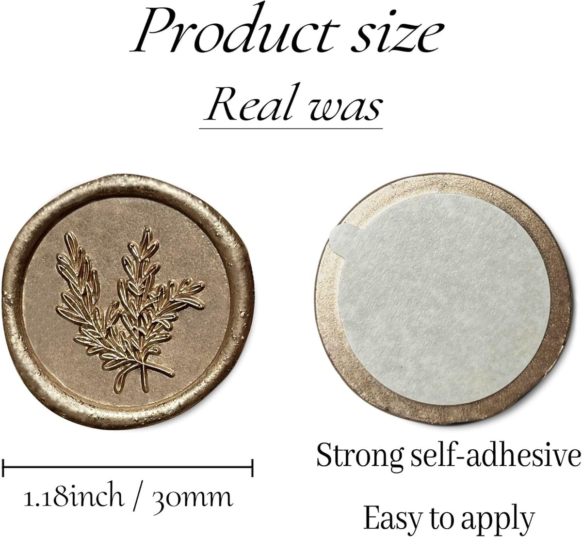 100Pcs Wax Seal Stickers Handmade Envelope Seals Self Adhesive Wax Stickers for Wedding Party Invitations, Envelope, Gift Wrap, Christmas(Rosemary Style, Champagne Gold)