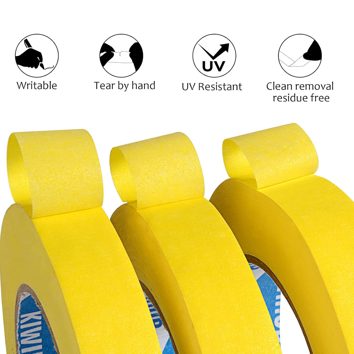 Yellow Painters Tape,1" x 60 Yards x 5 Rolls (300 Yards Total) - Medium Adhesive Masking Tape for Painting,Labeling,DIY Crafting,Decoration and School Projects