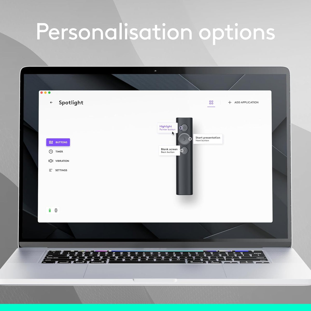 Logitech Spotlight Presentation Remote - Universal Wireless Presentation Clicker with Laser Pointer, Advanced Digital Highlighting, Bluetooth, 30 m Range and Quick Charging - Black