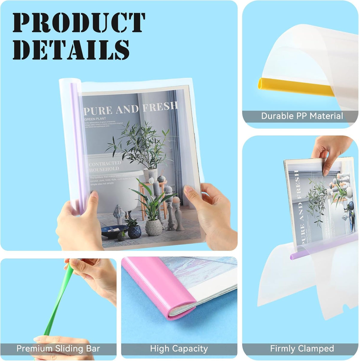 100 Pcs Clear Report Cover with Sliding Bar 50 Sheet Capacity Presentation Binder Transparent Resume Folder Plastic Folder for File Report School Office(Novetly Color,Water Drop)