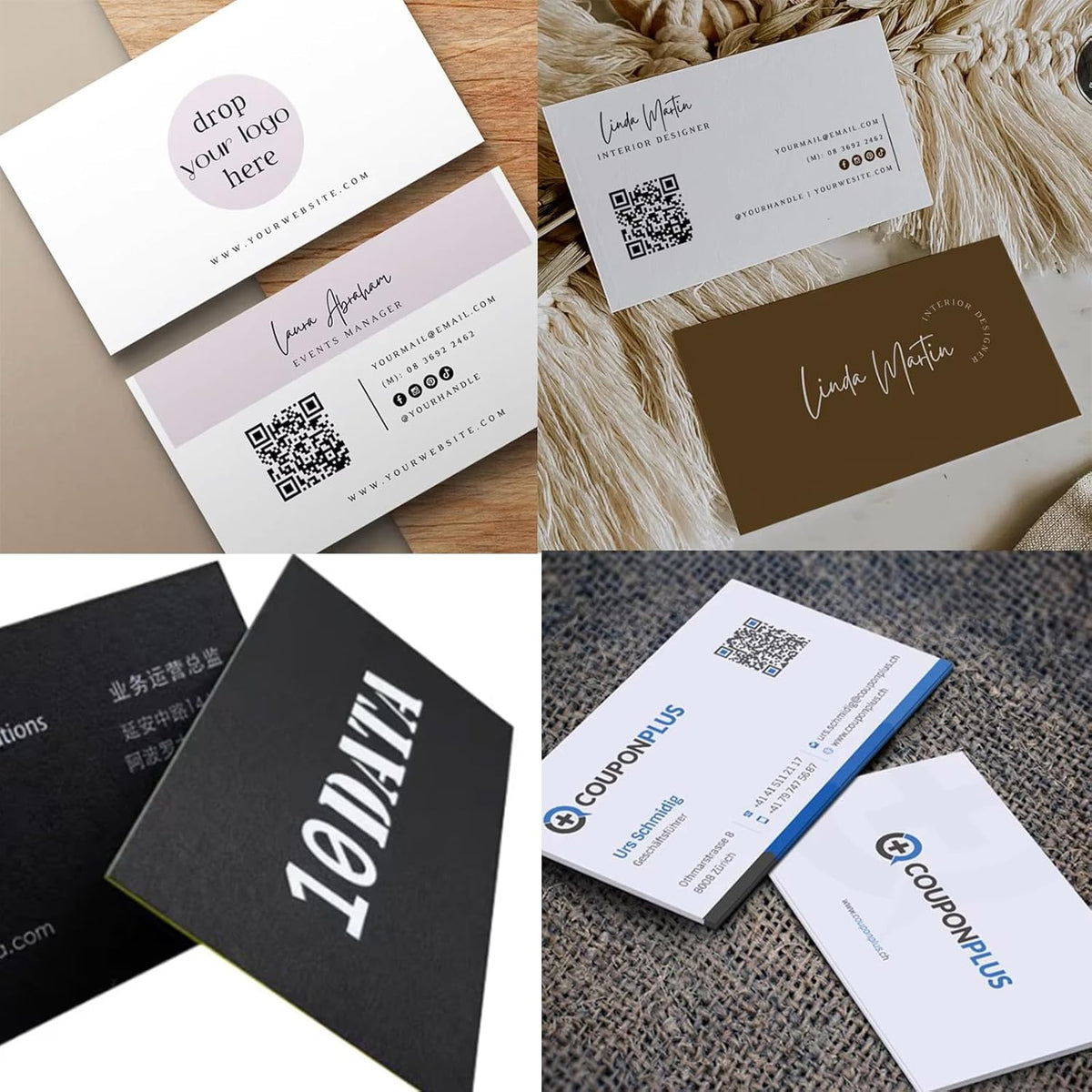 100pcs custom business cards thank you cards with logo picture 300gsm coated paper laminate two-sided printed (style 11)