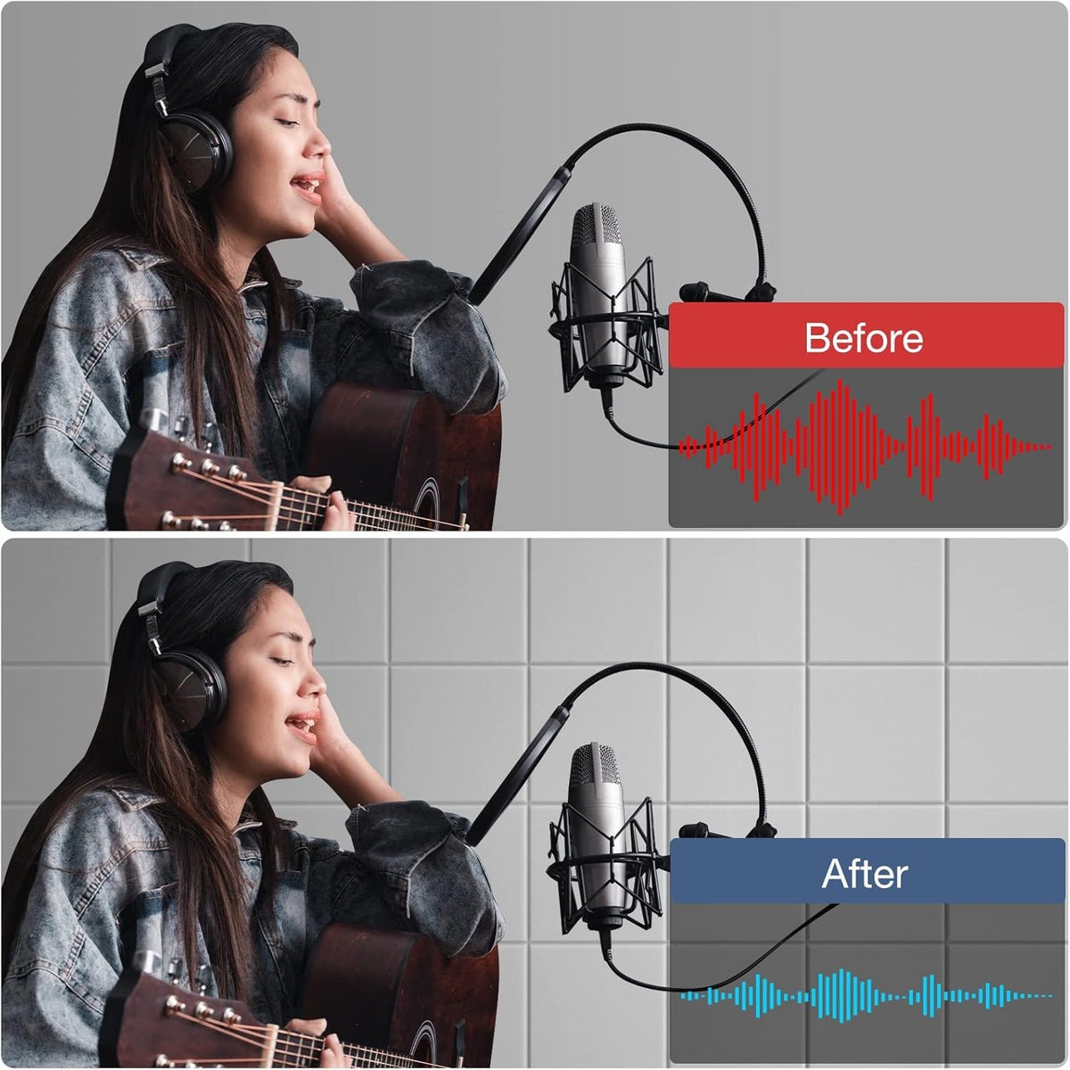 12 Pack Self-Adhesive Acoustic Panels, 12" X 12" X 0.4" High-Density Polyester Sound Proof Foam Panels for Walls, Soundproof Wall Panels for Home & Office (White)