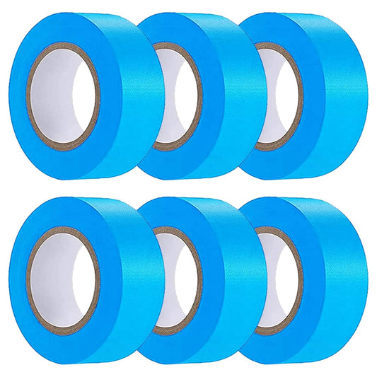 6 Pack Blue Flagging Tape, Non-Adhesive Plastic Ribbon Neon Marking Roll, 1"*600ft, Marking Tape for Tree Marking, Hunting, Boundaries and Hazardous Areas,Trail Marking