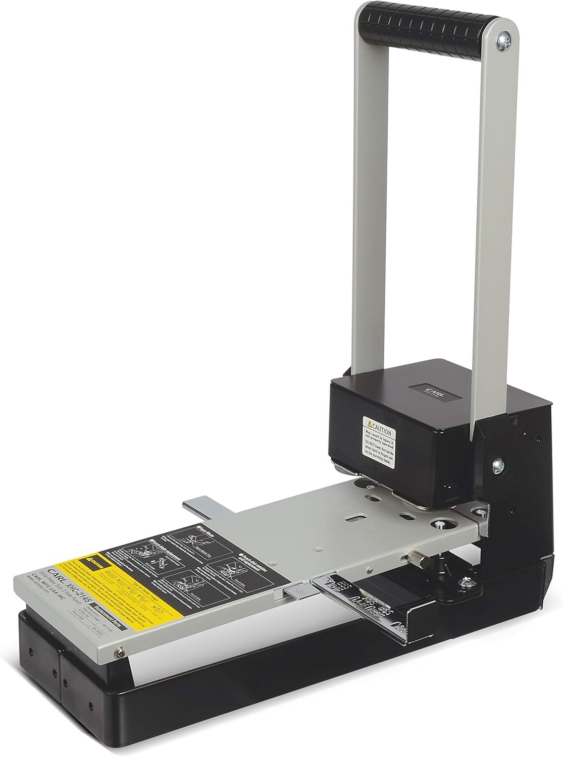 CARL, XHC-2145, Heavy Duty 2-Hole Punch – 145 Sheet Capacity Paper Puncher with Precise Spacing, Built-in Waste Bin, Fits US & Metric Brooch Sizes – Office, School & Binder-Ready Use.