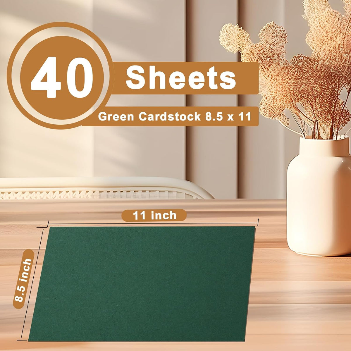 40 Sheets Dark Green Cardstock 8.5 x 11 Crafts Paper, 200gsm/75lb Premium Christmas Green Card Stock for Cards Making, Greeting Cards, School, Menus, Birthday Decorations, Office