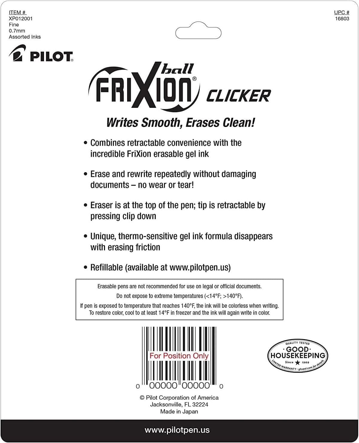 PILOT Frixion Erasable Pens Retractable Gel Ink, Pack of 6 Black Ink Pens + 4 Bonus Refills, Fine Point 0.7 mm Erasable Gel Pens