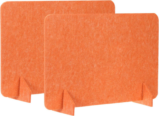 PATIKIL Desk Divider, 2 Set 24 x 16 Inch Acoustic Freestanding Desk Divider Desk Privacy Panel with 4 Pcs Support Feet for Library Office Workstation, Orange