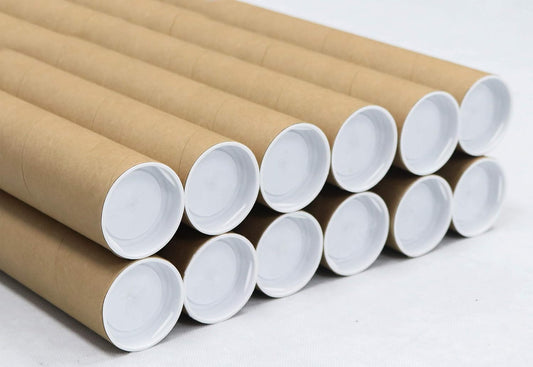 MagicWater Supply Heavy Duty Mailing Tubes - Durable Cardboard for Shipping, Storing & Protecting Posters Artwork Documents and Blueprints with Secure End Caps - 12 Pack 2 in x 18 in Kraft - US Made.