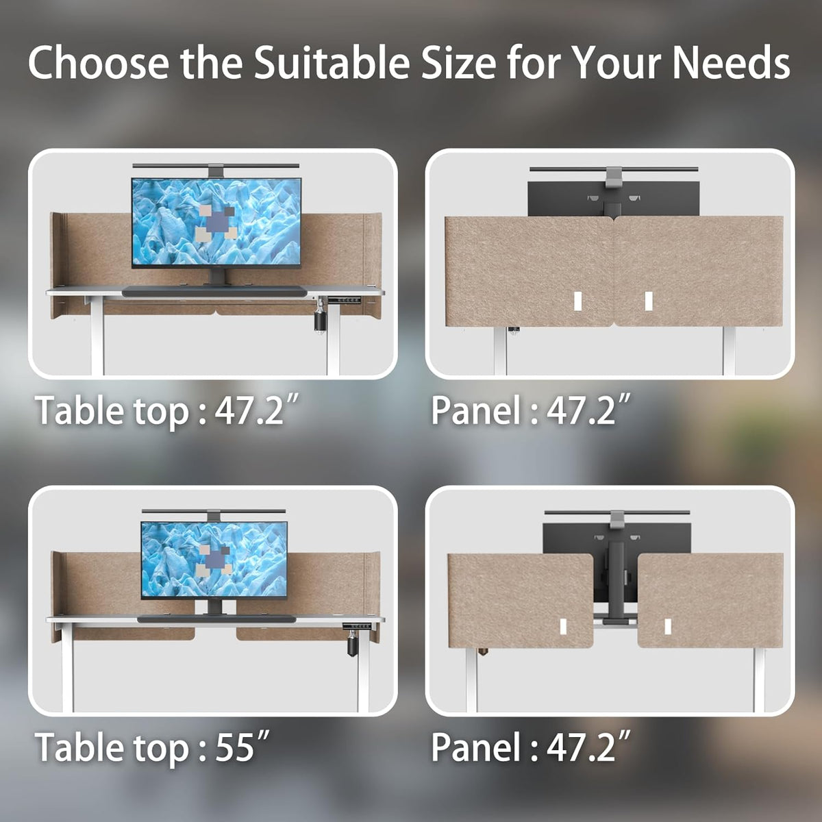 2-in-1 Adjustable Desktop & Under Desk Privacy Panel - 2PCS L-Shaped Acoustic Desk Divider That Reduce Noise and Visual Distractions, For Home Office Classroom (Dark Camel, 47.2" x 17.7")
