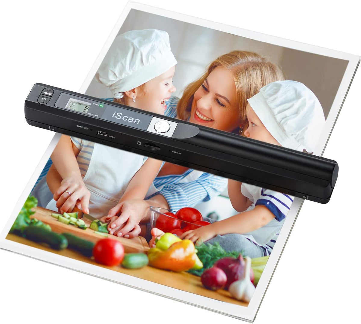 Portable Scanner, Photo Scanner for A4 Documents, Handheld Scanner for Business, Photo, Picture, Receipts, Books, JPG/PDF Format Selection, UP to 900 DPI, with 16G SD Car