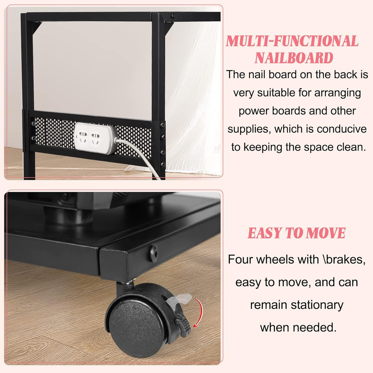 Liitrton PC Tower Stand 2-Tier CPU Stand with Locking Caster Wheels for Office & Home - Iron-Black