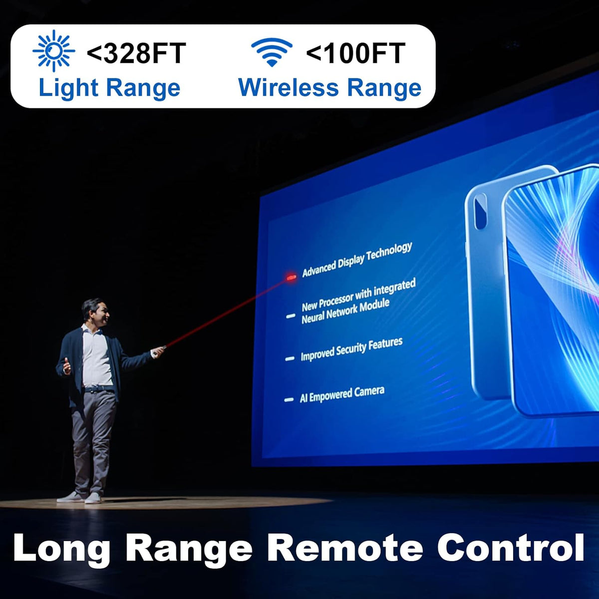 USB-C/USB-A Laser Pointer for Presentation Clicker PowerPoint Wireless Presenter Remote, Google Slide Advancer Projector Smart Board Slideshow Power Point PPT Clicker for Mac/Laptop/Computer/Office