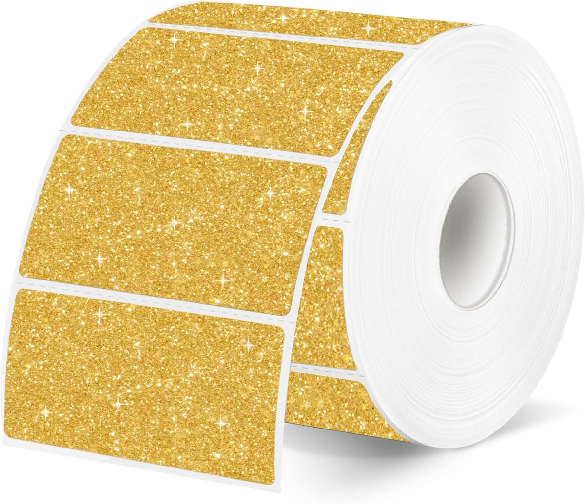 Direct Thermal Label 2x1 Inch- Barcode Labels- Holographic Thermal Sticker Labels for Address, Shipping, Compatible with Rollo Label Printer & MUNBYN& Zebra (300 Labels/Gold)