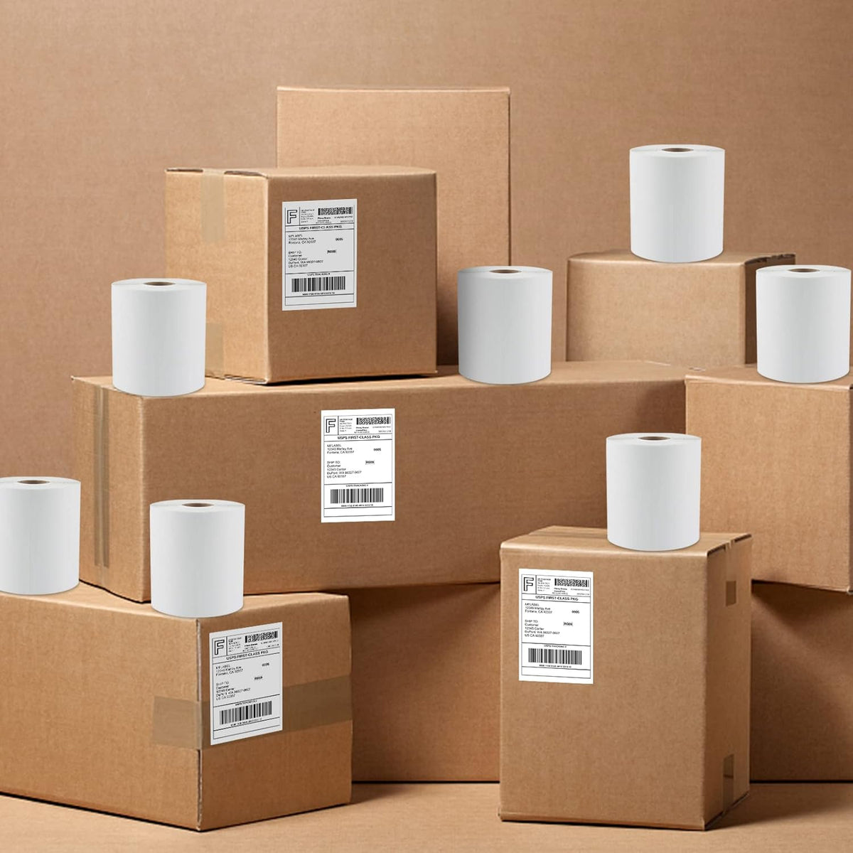 MFLABEL 8 Rolls 4x6 Direct Thermal Blank Shipping Labels for Thermal Printer Shipping Labels with Perforated