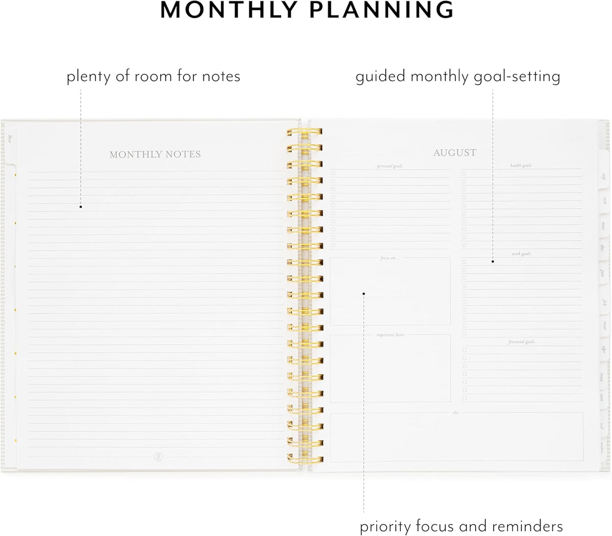 Sugar Paper 2025-2026 Large Weekly Spiral Academic Planner, August 2025 to July 2026, School, College & Student Planner, 12 Month, 10" x 11", Khaki Stripe