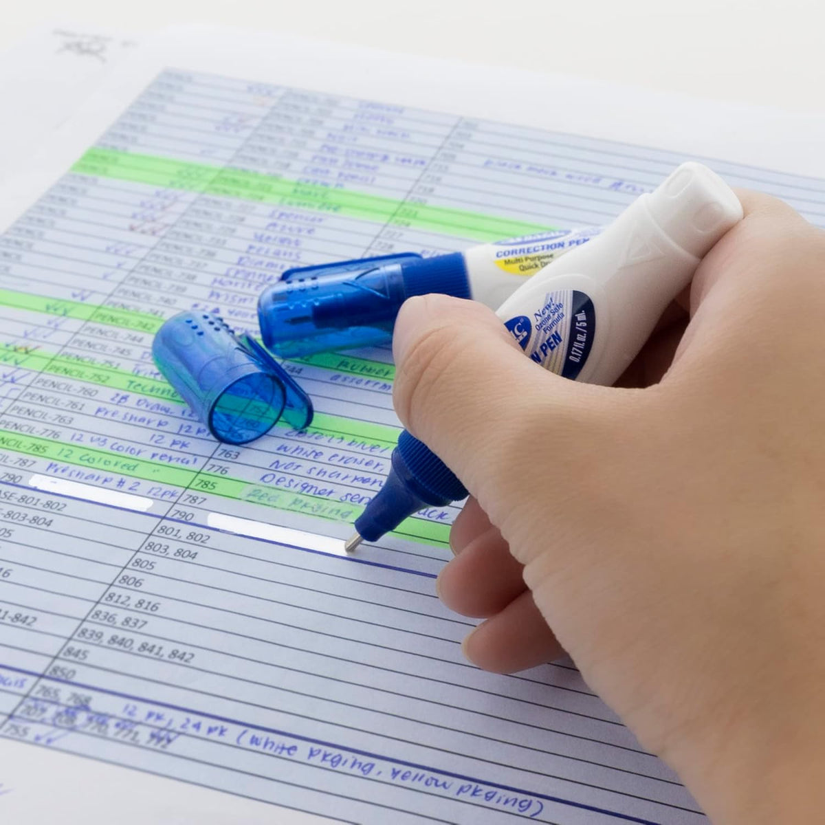 BAZIC Correction Pen (0.17oz/5 ml), Precise Metal Tip Applicator, Mini Fine Point Corrections Fluid, Squeeze White Out Wipe Out Liquid (2/Pack), 24-Packs