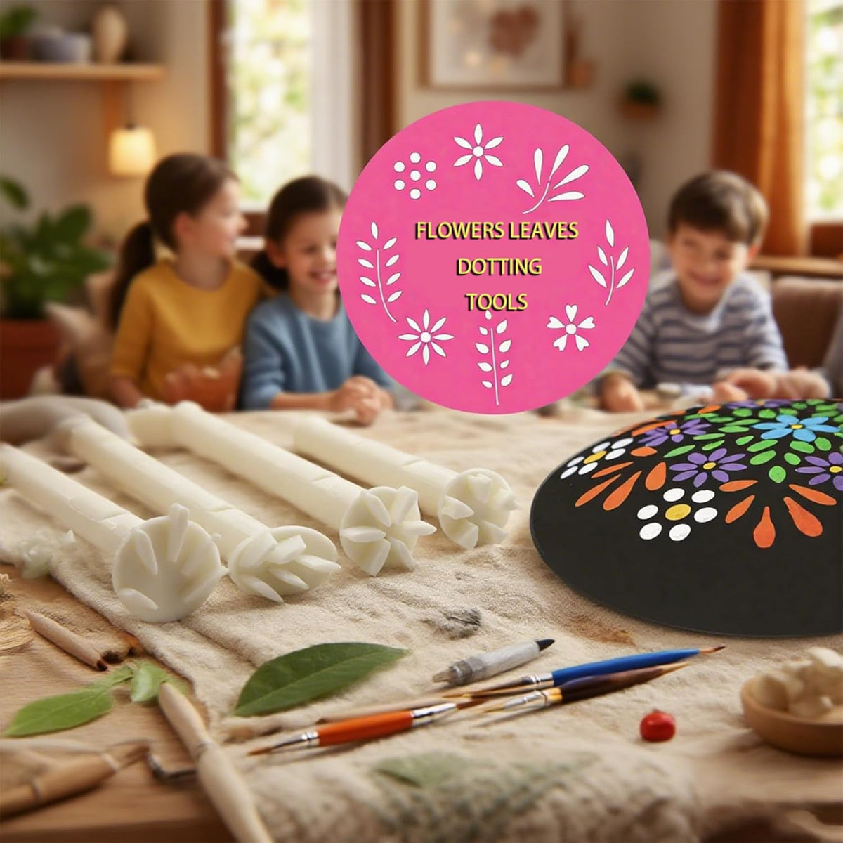 Flower Floral Dotting Tools Set: 3D Printed Stamps for DIY Graffiti. Flowers, Leaves, Cat Paw Patterns. Drawing Templates for Dot Painting. (B)