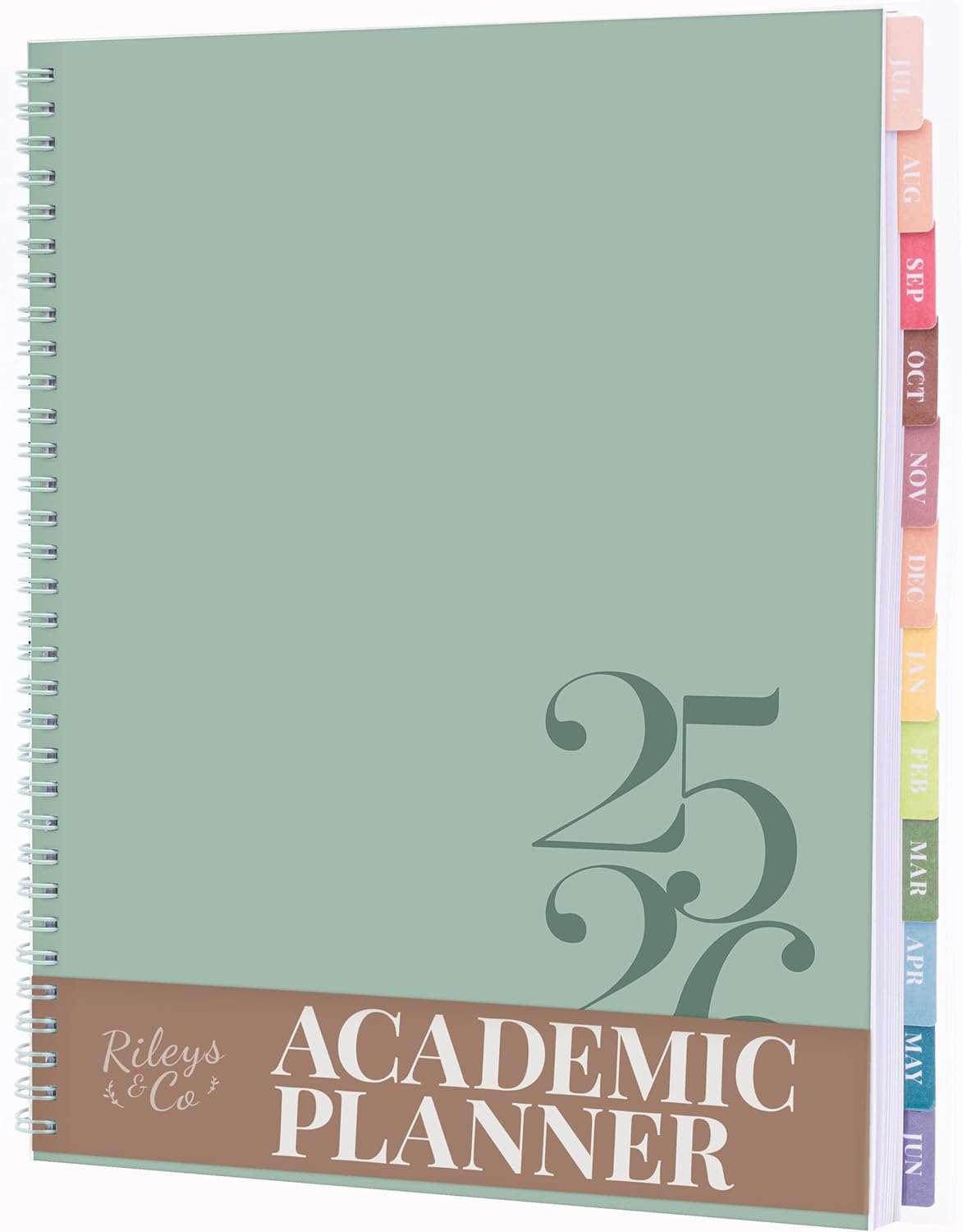 Rileys Academic Planner 2025-2026, Daily, Weekly & Monthly Planner, July 2025 - June 2026, Student Notes Pages, Twin-Wire Binding, Weekly Agenda for School & Work (8.5 x 11-Inches, Green, Classic)