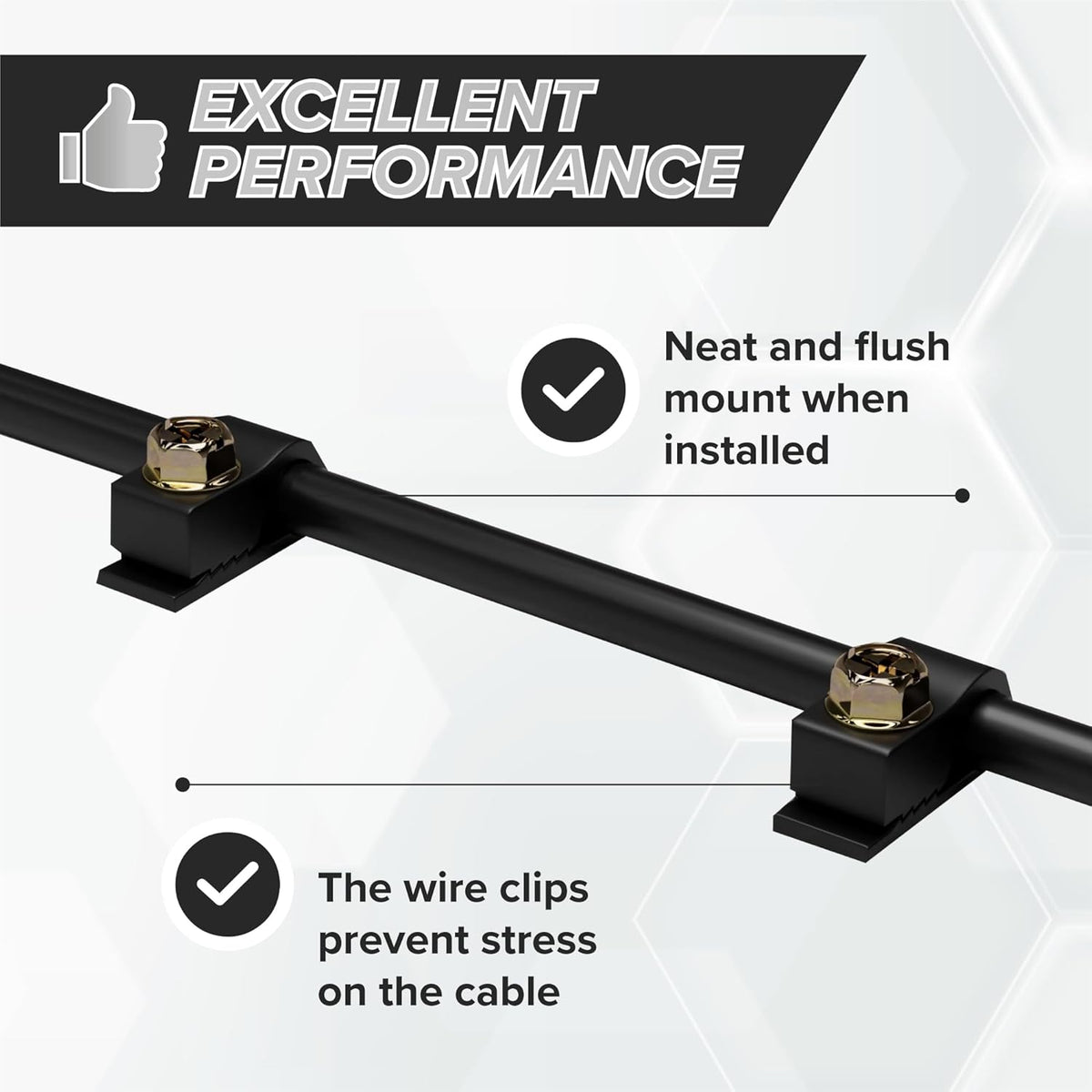 THE CIMPLE CO Wire Clips, Single Cable Wall Clip, Coaxial, Cat6, Electrical Wire, Ethernet, 1/4 in (6 mm) Screw Fastener, 10 Pack, Black