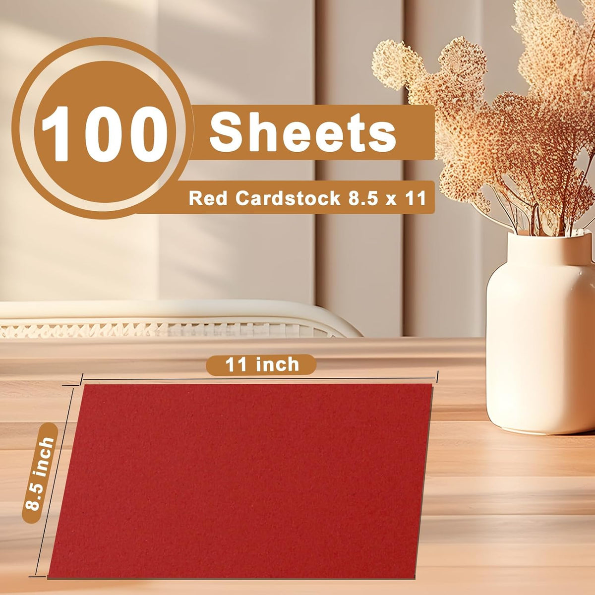 100 Sheets Christmas Red Cardstock 8.5 x 11 Scrapbooking Paper, 200gsm/75lb Premium Dark Red Paper Card Stock for DIY Cards Making, School Crafting, Party Decors, Wedding Invitations