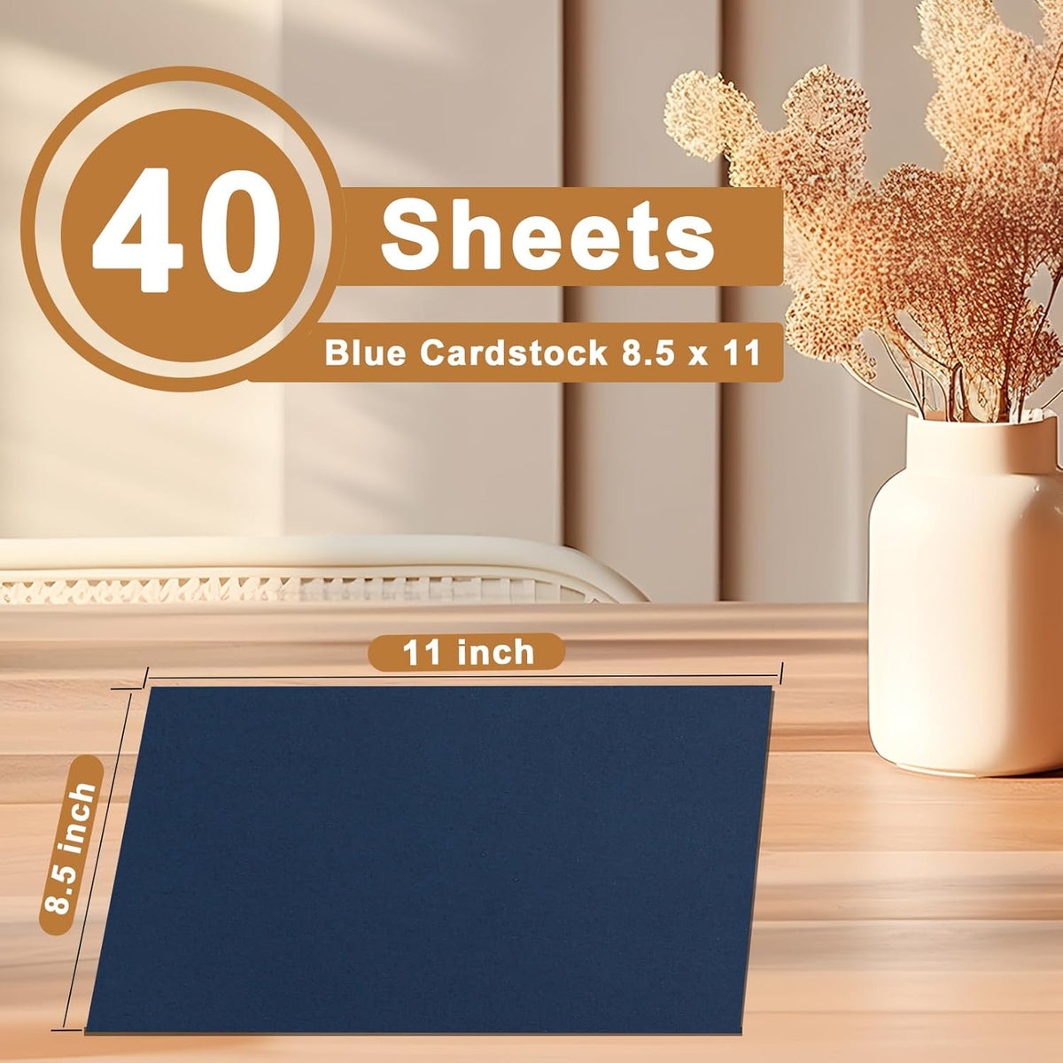 40 Sheets Navy Blue Cardstock 8.5 x 11 Scrapbook Paper, 75lb Heavyweight Blue Card Stock Printer Paper for DIY Card Making, Greeting Cards, School Crafts, Wedding Invitations, Thank You Cards