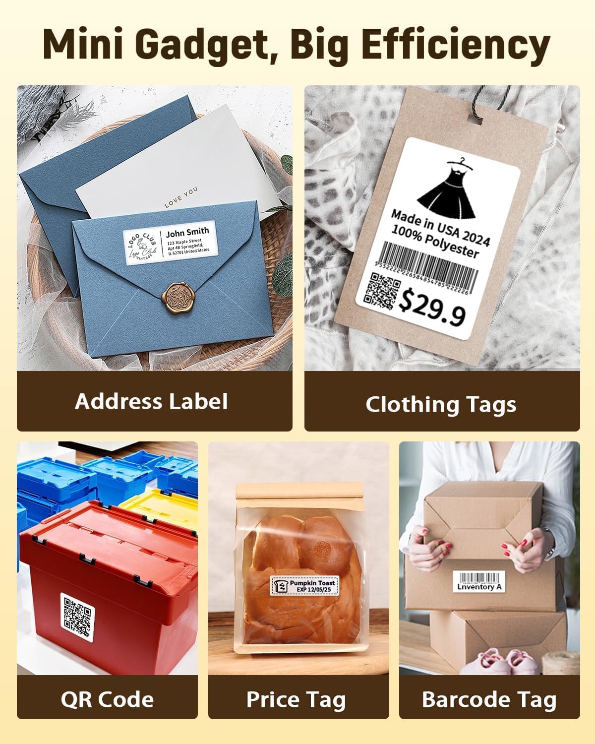 Label Maker Machine with Tape, Bluetooth Label Makers, Portable Thermal Label Printer Easy to Use for Small Business, Home, Office, School, Barcode, Address, Sticker Printer for Phone