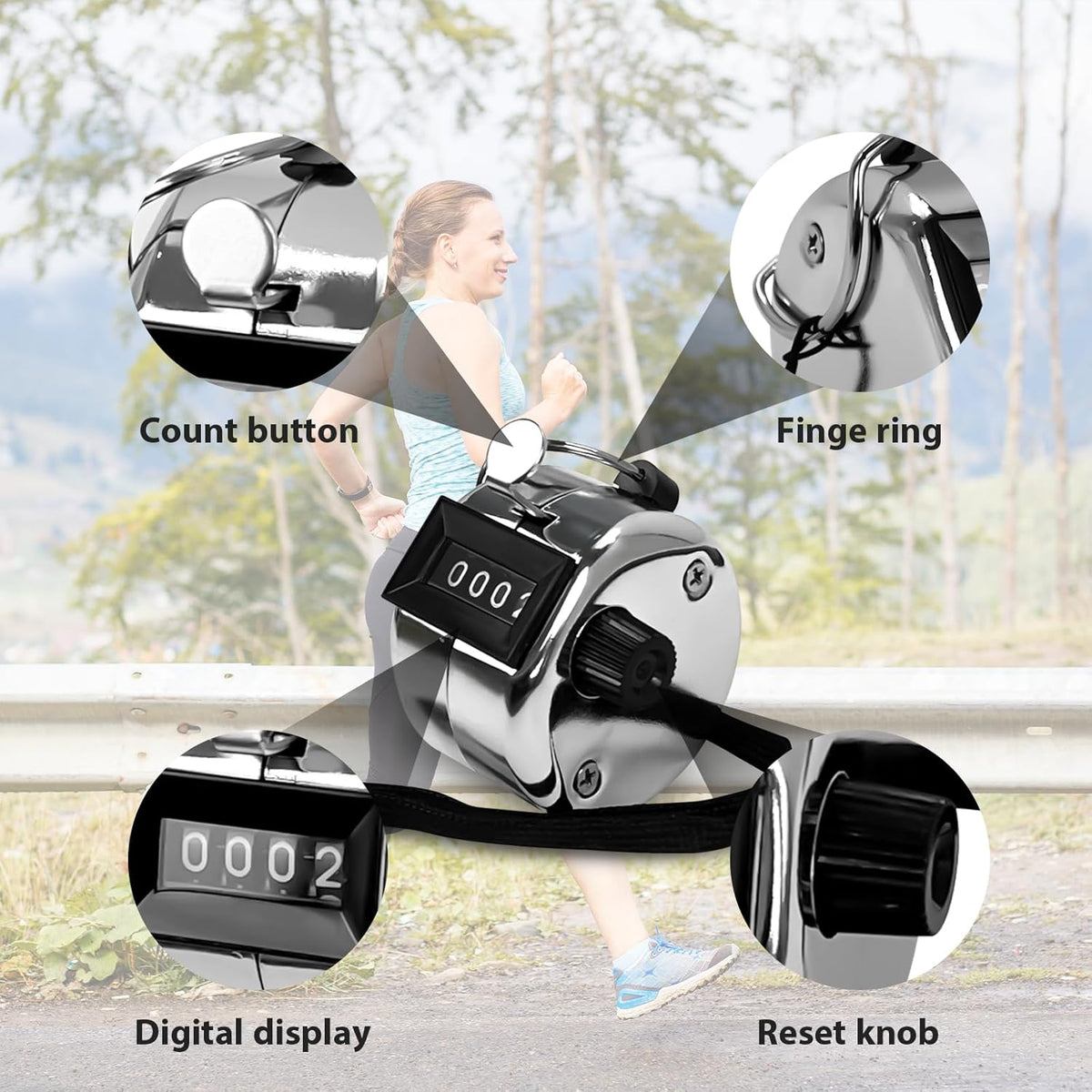 6 Pack Clicker Counter,Metal Hand Tally Counters Clicker with Black Nylon Lanyard,4 Digit Display Pitch Counter for Knitting,Coaching,Golf,Lap,Fishing,Umpire,Baseball,Row Sport