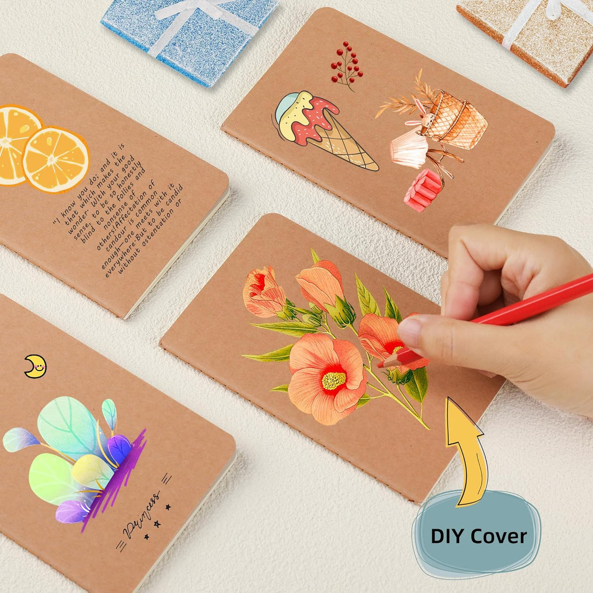 20 Pack Blank Small Pocket Notebook Journals Bulk with Thick Unlined Paper, 60 Pages, 5.5x3.5 inch, A6 Size, Easy to Carry, Kraft Cover, Diary Writing Sketchbook Subject Notebooks Planner