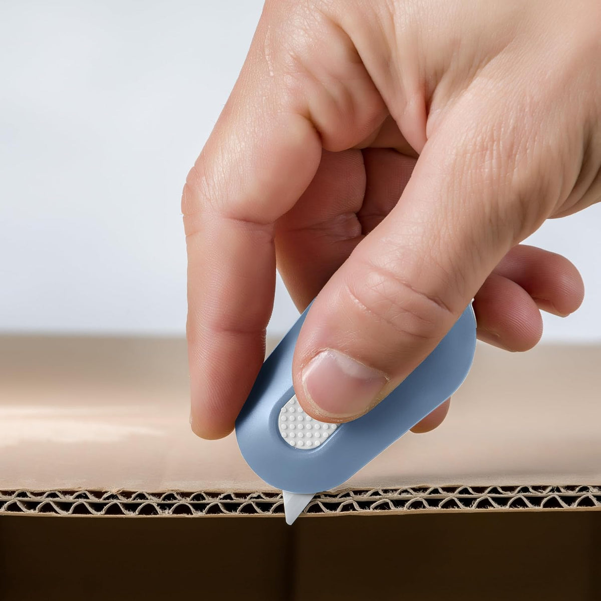 Slice Mini Box Cutter | Manual Retracting | Safe Ceramic Box Cutter Lasting 11x Longer than Metal | Box Opener | 1 Pack | Sky
