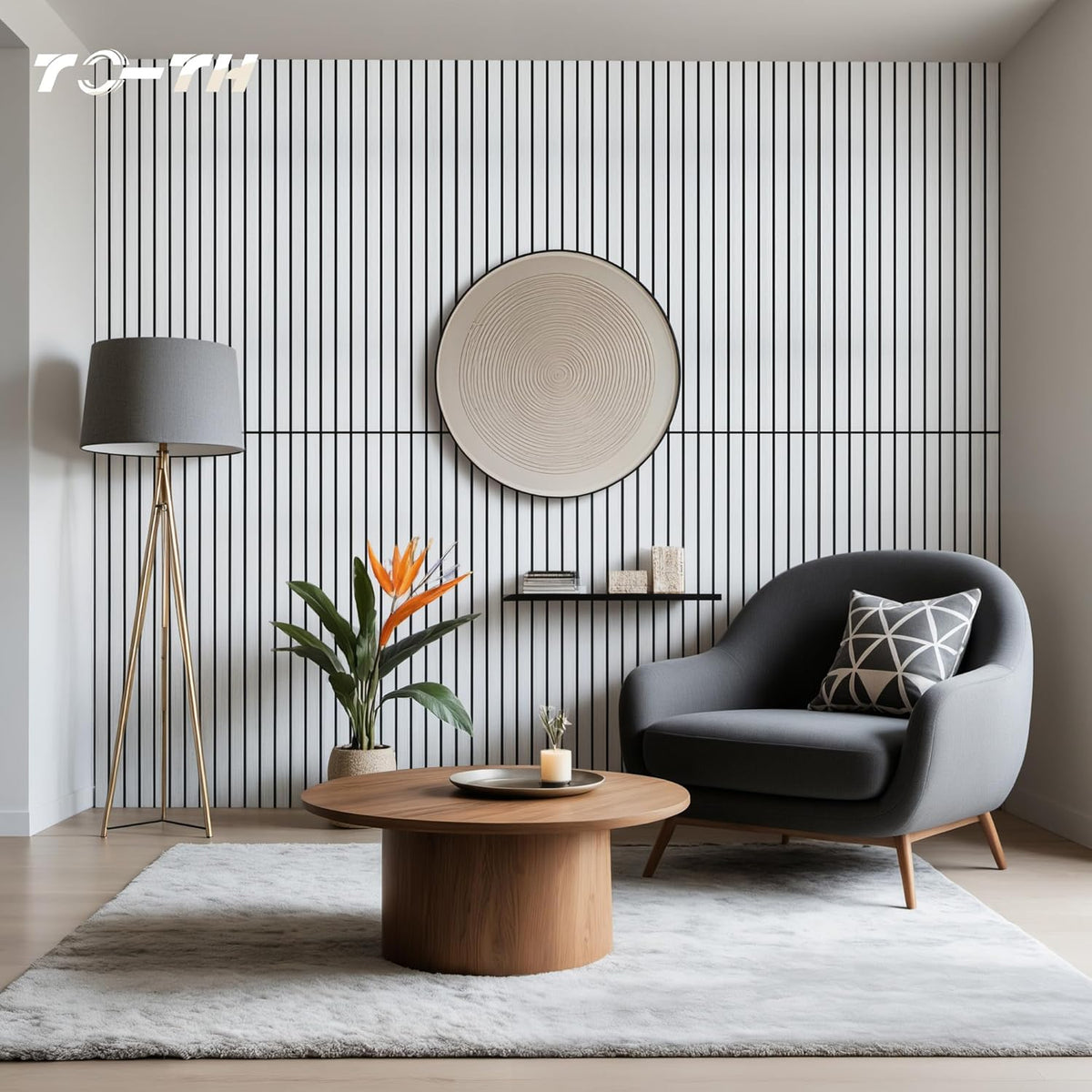 TO-TH Wood-Look Acoustic Wall Panels, 10 Pack 47.2” x 23.6” Acoustic Panels, Decorative Sound Absorbers Sound Dampening Panels for Home, Office, Basement, White Oak