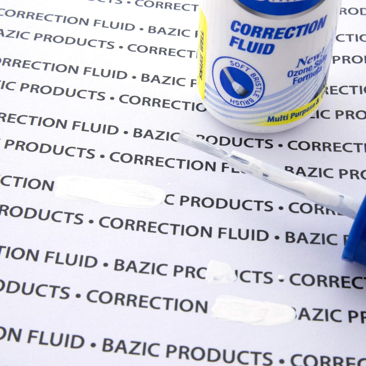 BAZIC Correction Fluid, Soft Bristle Brush & Precise Metal Tip Applicator, Fine Point Corrections Pen White Out Wipe Out Liquid (2/Pack), 2-Packs