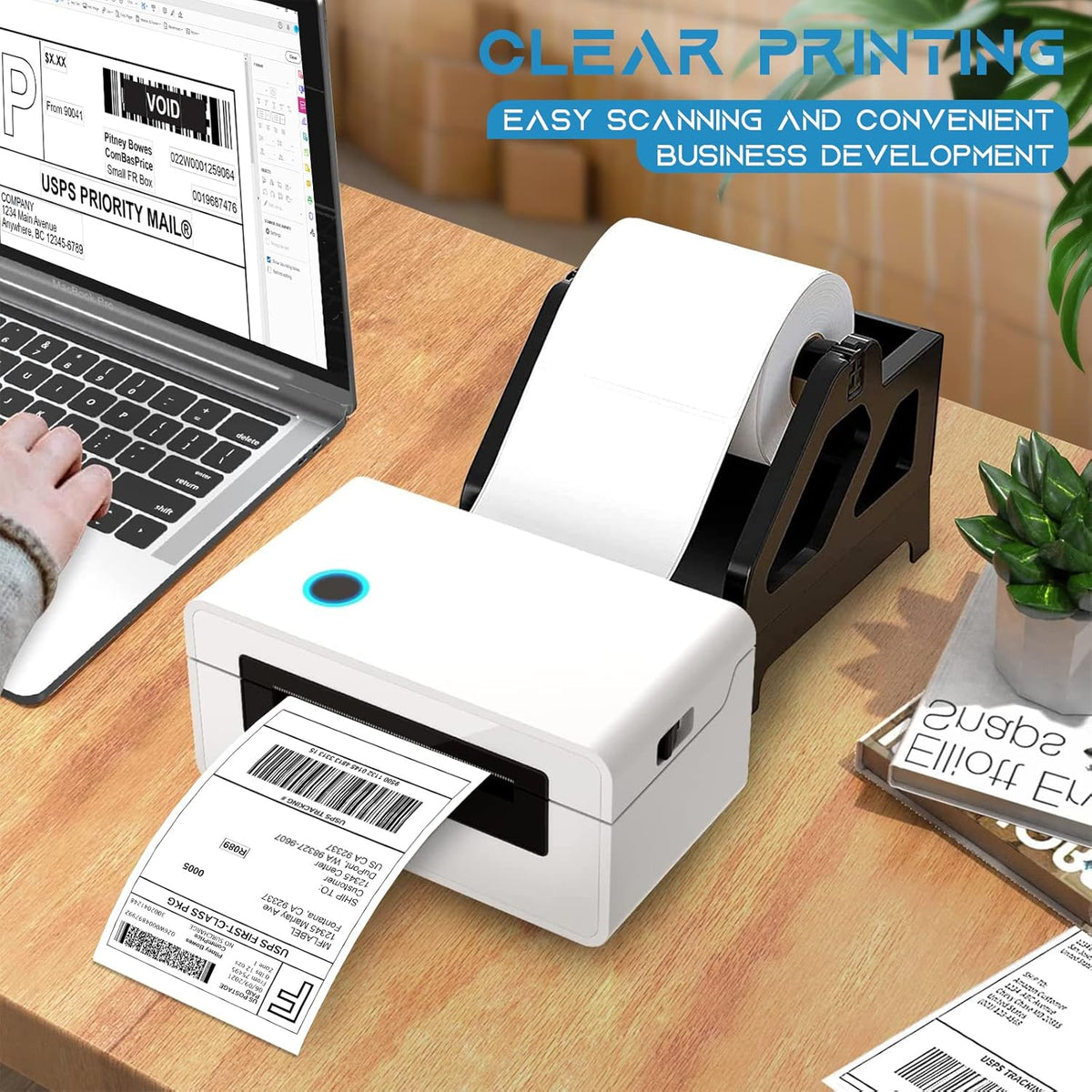 MFLABEL 8 Rolls 4x6 Direct Thermal Blank Shipping Labels for Thermal Printer Shipping Labels with Perforated
