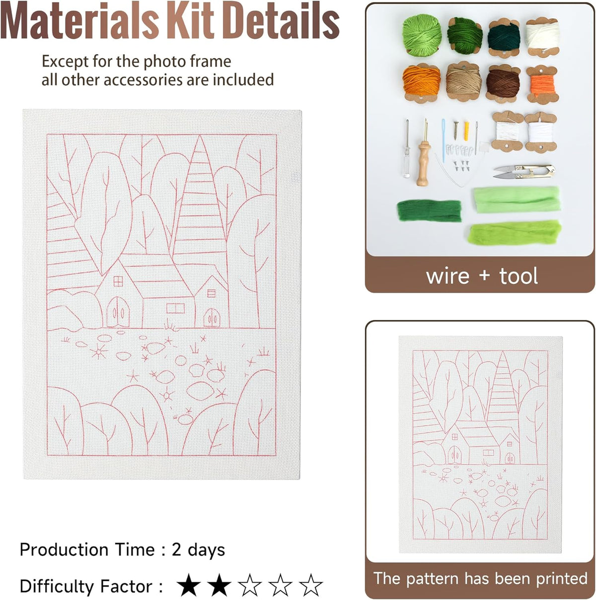 clberni Punch Needle Kit Adults Beginner, Large Punch Needle Embroidery kit 11.8 X 15.8 inches, Crafts for Adults (Forest Without Photo Frame)