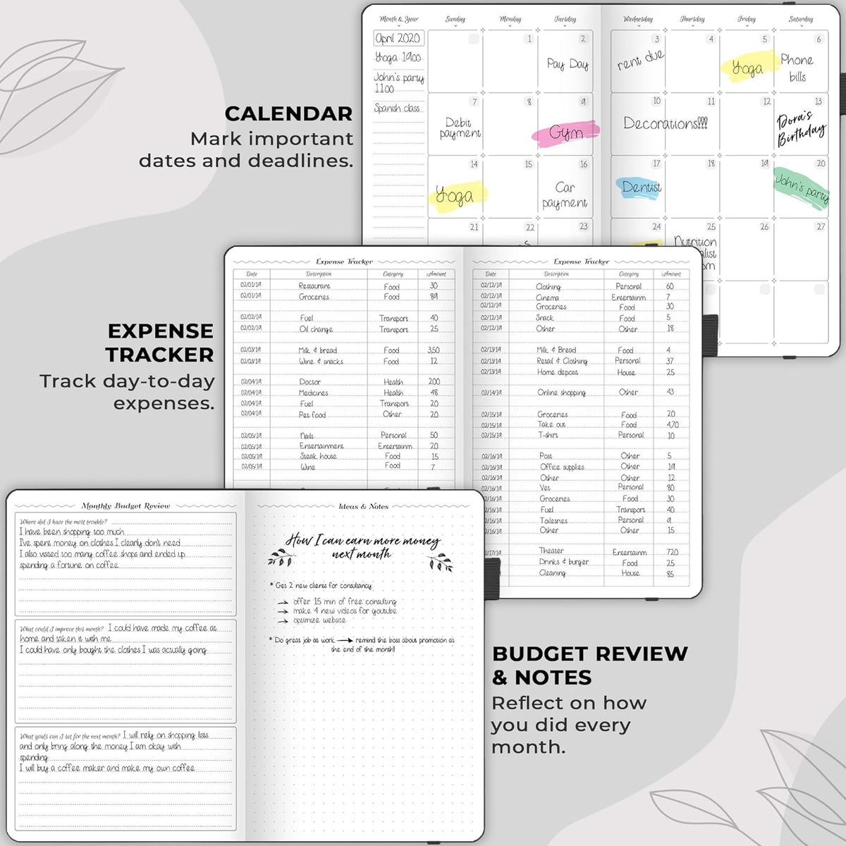 GoGirl Budget Planner – Monthly Financial Planner Organizer Budget Book. Expense Tracker Notebook Journal to Control Money, Compact (Black)