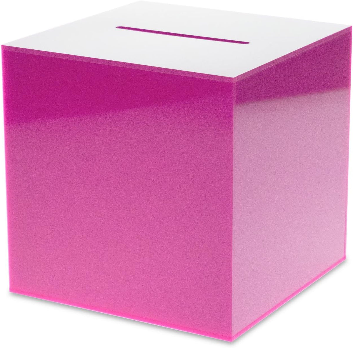 Source One Premium Acrylic Cube Donation Box with Deluxe Rear Open Door and Cam Lock Suggestion Box (12 Inch, Pink)