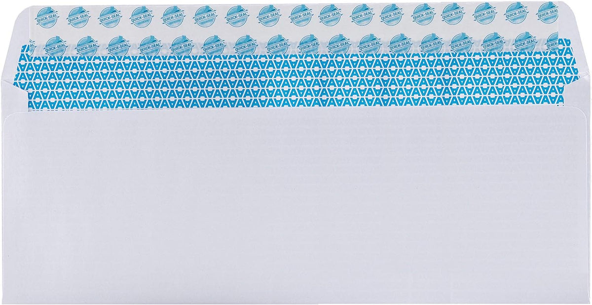 Aimoh 250 Custom Printed #10 Security Tinted Self–Seal Envelopes - Personalized with Logo and Address/Return Address Imprinted -Size 4-1/8 X 9-1/2" -White -24 LB - 250 Count (7-34010-250)