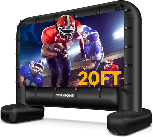 VIVOHOME 20 FT Inflatable Projector Screen for Outside, Blow Up Movie Screen Outdoor Use, Mega Large TV Screen with Carry Bag for Backyard, Tube Leg Support