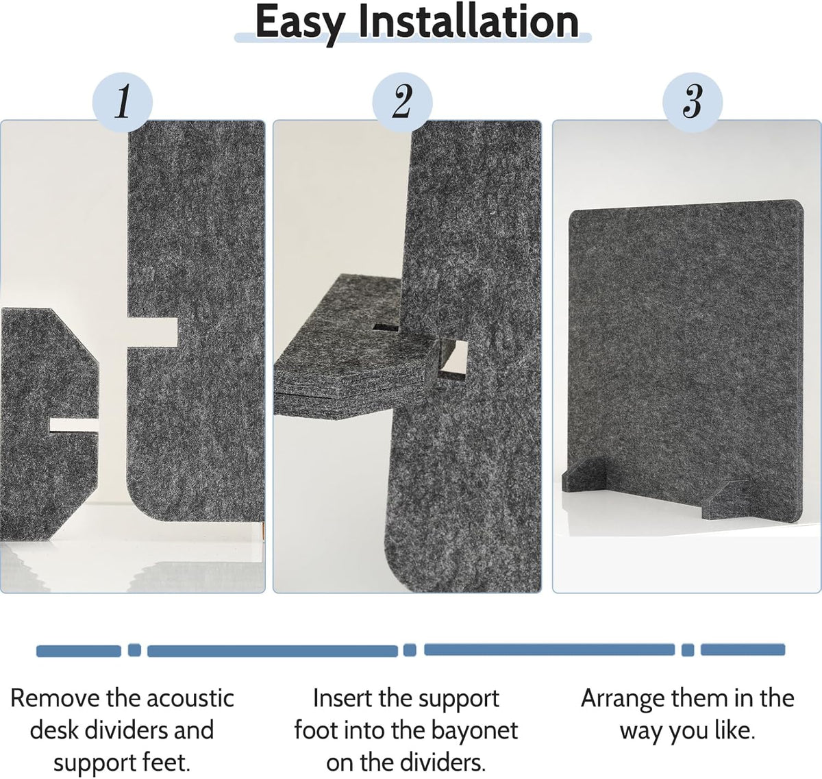 2 Pack Acoustic Desk Dividers - 24" x 20" Freestanding Privacy Panels Set with Noise - Reducing Design Cubicle Sound Proof, Ideal for Office, Classroom, and Home (Dark Gray)