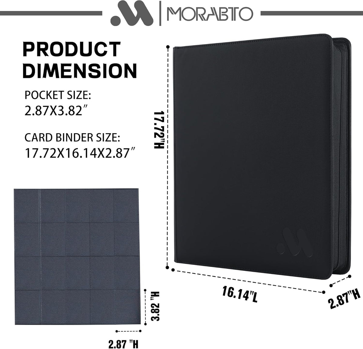 Card Binder 20 Pocket,Trading Card Binder Holds up to 2000 Cards with 50 Sleeves,Zipper Card Holder Album Compatible with TCG Card/Game Cards/Sports Card