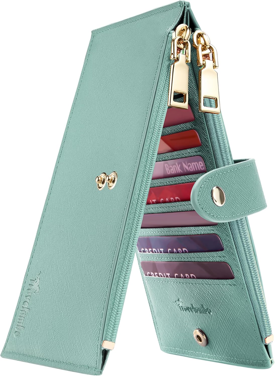 Travelambo RFID Wallet Women Large Size Bifold Multi Card Wallet Case with Zipper Pocke Credit Card Holder for Women