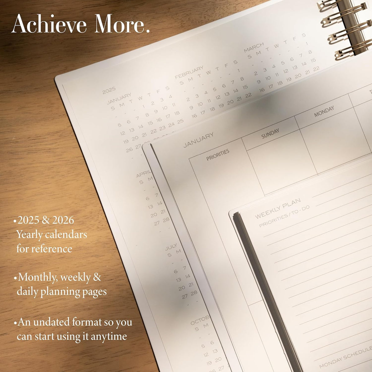 Anecdote Planner 2026 (8.5" x 10") Daily Planner Weekly Monthly Planner - 52 Weeks w/Library Buckram Cover, Brass Spiral - A4 Size Bleed-Resistant Paper – Olive Green