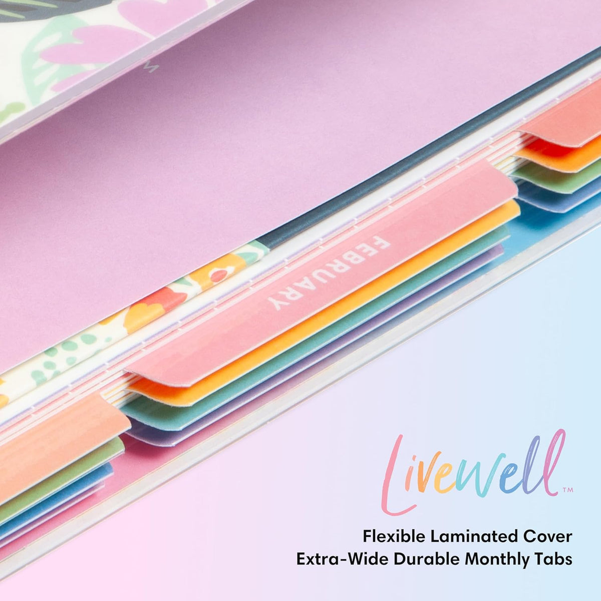 Blue Sky Livewell 2025-2026 Weekly and Monthly Academic Year Planner Calendar, July 2025 - June 2026, 7" x 9", Flexible Cover, Wirebound, Laminated Tabs, Storage Pocket, Includes Stickers, Rainbow