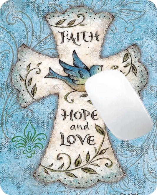 Mouse Pad, Christian Cross Mouse Pad, Square Waterproof Mouse Pad Non-Slip Rubber Base MousePads for Office Laptop, 9.5"x7.9"x0.12" Inch(Hope and Love)…